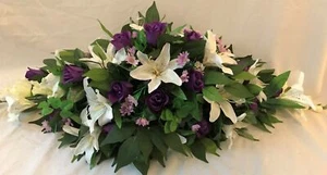Artificial Silk Funeral Flower Coffin Spray Tribute Baby Casket Topper Wreath - Imagen 1 de 5