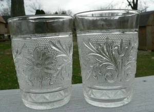 SANDWICH PATTERN CRYSTAL TUMBLERS 9oz. WATER-----ANCHOR HOCKING-----LOT of 2 - Picture 1 of 2