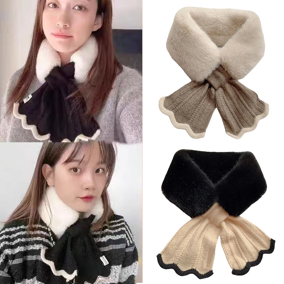 Faux Fur Collar Scarf Stole Wrap Scarves Shawl Women Ladies Winter Warm Fluffy - Image 1 of 4