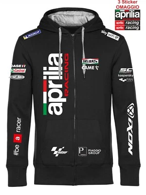 SOL'S Felpa zip APRILIA racing italia Moto gp be a racer+ 3 adesivi In Omaggio