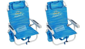 Tommy Bahama 2 x Backpack Cooler Chairs Storage Pockets Beach Pool Camping Blue - Picture 1 of 1