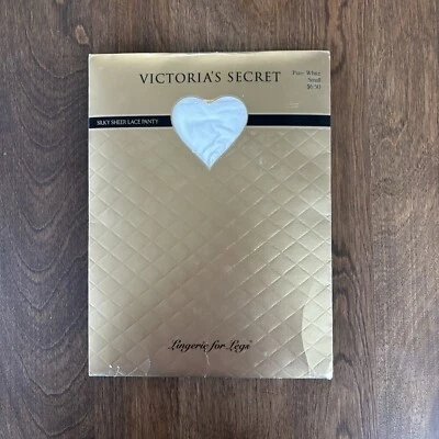 Victorias Secret Vintage Silky Sheer Lace Pantyhose Pure White Small - NIP - Image 1 of 4