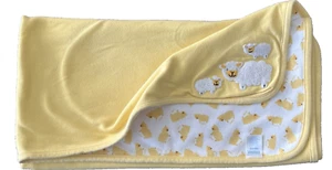 Vtg 2002 Gymboree Fuzzy Yellow SHEEP Baby Receiving Blanket Cotton Reversible - Picture 1 of 6