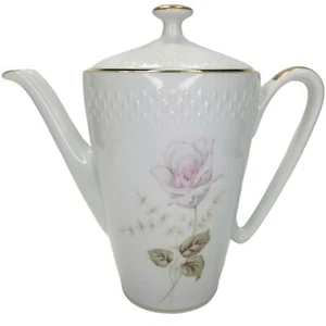 Edelstein Bavaria Teapot Pink Rose Bud Embossed Gold Trim Pink Rose Coffee Pot  - Picture 1 of 9