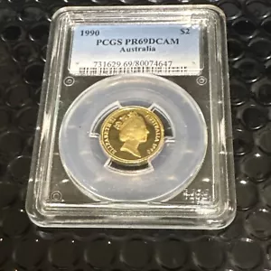 1990 AUSTRALIA $2 DOLLARS UNC PROOF COIN GRADE PCGS PR69DCAM - Picture 1 of 2