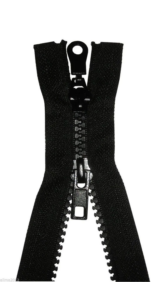 2-Wege Reißverschluss Kunststoff grob teilbar schwarz 60 65 70 75 80 85 cm - Bild 1 von 1