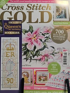 CROSS STITCH GOLD July Aug 2016 #55 Queen's 90th Bday Bookmark FREE SHIPPING - Picture 1 of 2