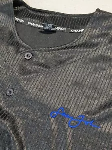 Sean John Baseball Jersey Black Blue Large Champion VTG Y2K Rap 2000s Embroidery - Picture 1 of 8