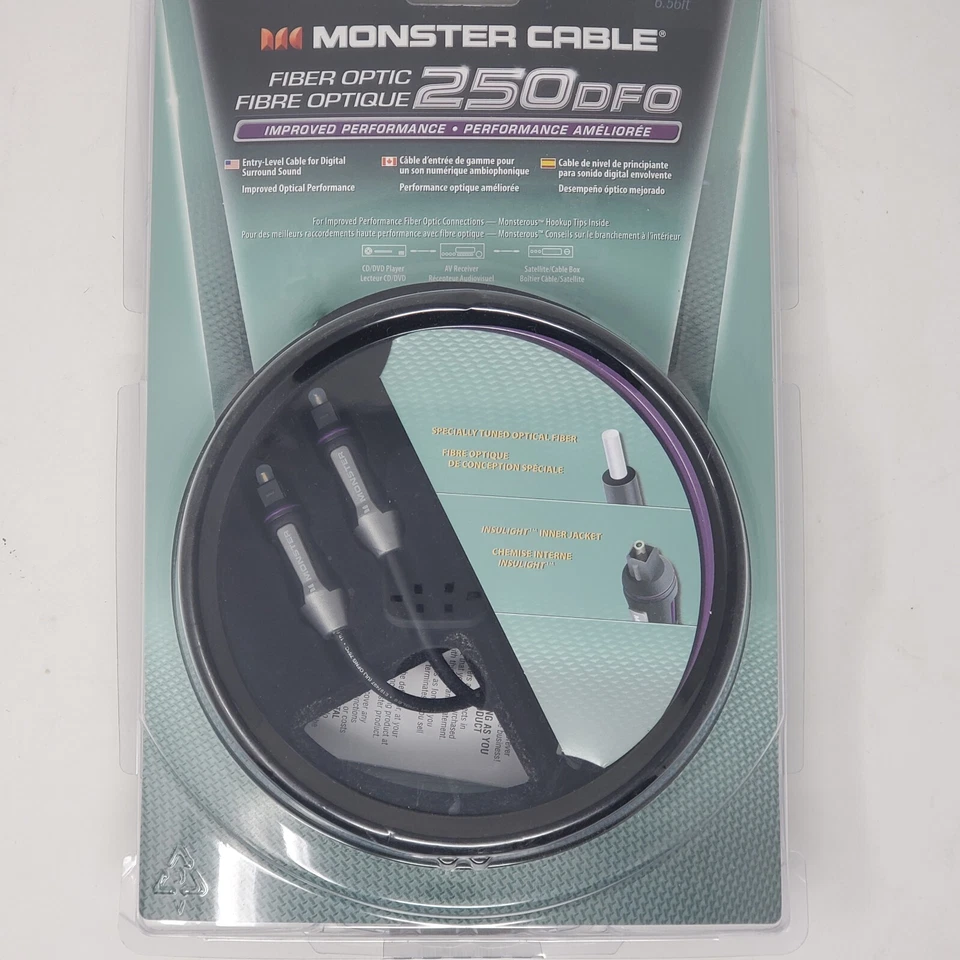 Monster Cable Digital Audio Surround Sound Fiber Optic 250DFO 2m/6.5ft - Image 1 of 4