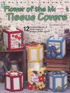 HOUSE OF WHITE BIRCHES PLASTIC CANVAS FLOWER OF THE MONTH TISSUE COVERS OOP 2000 - Bild 1 von 2