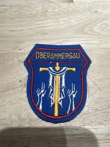 Oberammergau Germany Coat of Arms Crest Shield Embroidered Blue Felt Patch Badge - Picture 1 of 6