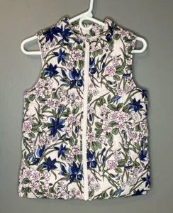 Crazy 8 Girls Pink Floral Iris Fleece Lined Winter Puffer Vest Size X-Large 14 - Picture 1 of 5