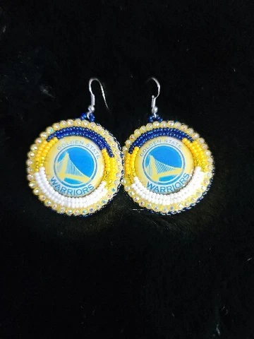 Golden State Warriors NBA Silver Color Dangle Earrings With Beads Cover