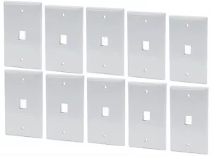 Paquete de 10 1 puerto Keystone Insert Jack CAT5 CAT6 RJ45 coaxial 1 banda placa de pared BLANCA - Imagen 1 de 3