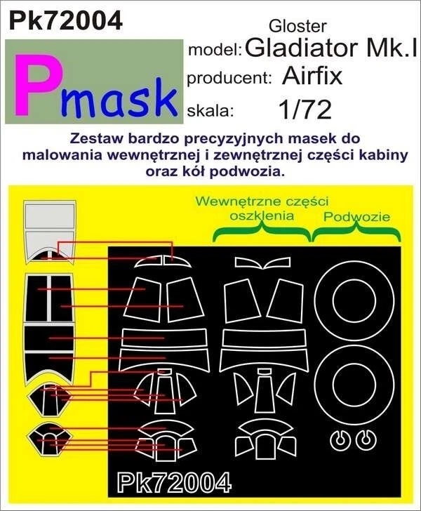 GLOSTER GLADIATOR Mk.I 1/72 PMASK 72004 MASK PER KIT AIRFIX - Immagine 1 di 1