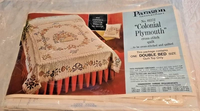 Kit de Edredón Punto de Cruz Paragon Colonial Plymouth Cama Doble Flores Pájaros Azules Foto 1 de 4