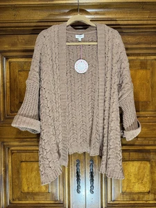 Maglione Umgee donna L maglia grossa aperto davanti cardigan boho accogliente Lagenlook nuovo con etichette - Foto 1 di 11