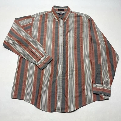 VTG Blue Orange Vertical Striped Distressed Stained Western Button Shirt Sz XL - Image 1 of 4