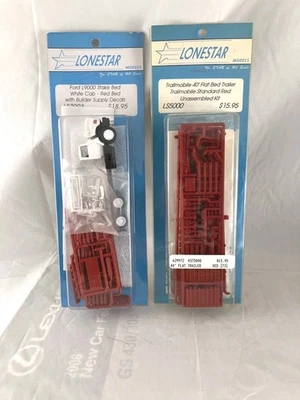 Kit de plataforma de estacas Lonestar Models HO Ford L9000 y kit de plataforma plana Trailmobile de 40', Nuevo de Lote Antiguo Foto 1 de 2