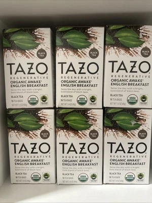 6x Tazo Regenerative ORGANIC AWAKE®CAFÉ DA MANHÃ INGLÊS - 16 saquinhos de chá cada (pacote com 6) - Imagem 1 de 4