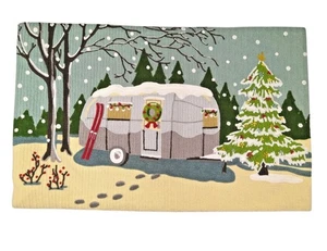 Pottery Barn Weihnachten Airstream Wohnmobil Crewel bestickt Lendenwirbel 26x16 Kissenbezug - Bild 1 von 6