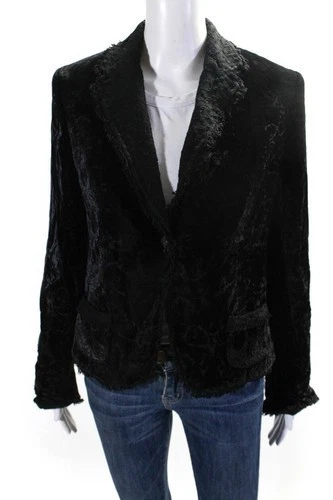 Chaqueta Blazer Elie Tahari Mujer Un Botón Tweed Solapa Terciopelo Negra Pequeña Foto 1 de 1