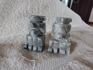2 Gray BLACK White Marble Onyx Stone Carved Chess Replacement PAWNS 1 7/8" - Picture 1 of 9