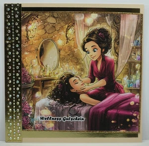 Hecho a mano, tarjeta Wellness cupón masaje mujer tarjeta de felicitación cumpleaños - Imagen 1 de 1