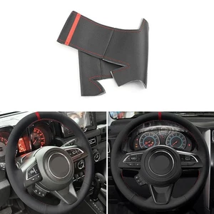Schwarz + Rot Lenkrad Leder Abdeckung für Suzuki Jimny 2019 2020 2021 2022-2024 - Picture 1 of 9