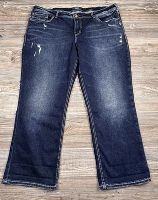 Silver Jeans Suki Denim Capri Blue Jeans Stretch Distressed Women's Plus Size 20 - Image 1 of 4