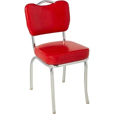 Silla de comedor Richardson con respaldo con asa de asiento y asiento de caja de 2" rojo hielo agrietado Foto 1 de 4