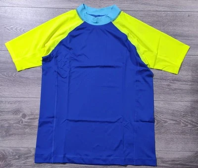 Camisa de natación Lands End Rash Guard para niños X-Large 14-16 HUSKY azul amarillo niños Foto 1 de 4