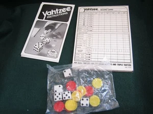 Fichas de bonificación vintage YAHTZEE ~ dados ~ marcador ~ instrucciones ~ piezas originales  - Imagen 1 de 7