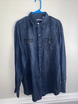 Camisa Western Age of Wisdom Para Hombres Perla A Presión Azul/Negro Manga Larga 2XL Foto 1 de 4