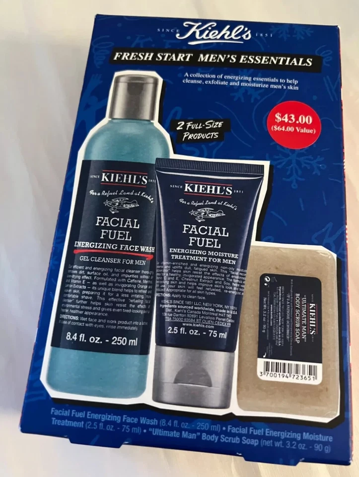 Juego esencial de 3 piezas para hombre Kiehl's Fresh Start Jabón hidratante lavado facial en 1 caja Foto 1 de 2