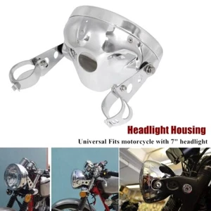 7" LED Headlight Housing Shell Bulb Bucket For Harley Honda Yamaha Motorcycle - Imagen 1 de 12