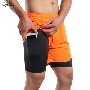 Cyridy Running Shorts Mens Fitness Clothing Man 2in1 Compression Tights Training - Picture 1 of 15