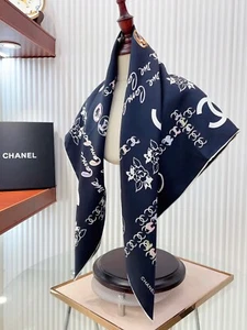 Chanel Mujer Bufanda Clásica Vacaciones Informal 100% Seda Cuadrada Bufanda Sarga 90*90cm - Imagen 1 de 6