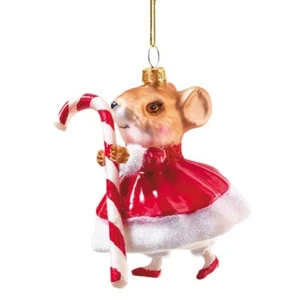 Weihnachtskugel Maus Christbaumkugel Glas Christbaumschmuck Zuckerstange - Bild 1 von 2