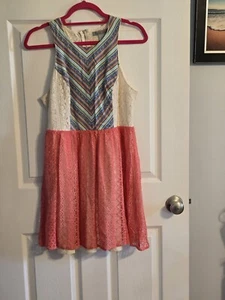 Vestido sin mangas Flying Tomato para mujer blanco rosa mezclado de encaje talla grande - Imagen 1 de 11