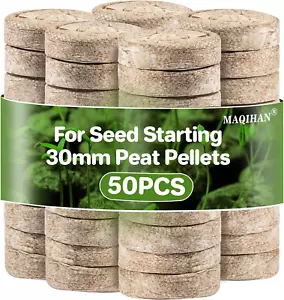 50PCS Peat Pellets for Seedlings - 30MM Seed Starter Pellets Peat Pods for Start - Picture 1 of 12