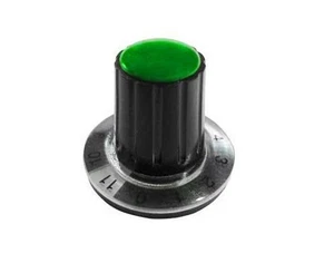 Manopola per potenziometro asse 6mm verde con indice graduato 0-11 d. 26mm - Imagen 1 de 1