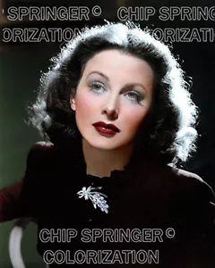 HEDY LAMARR WEARING A DIAMOND PENDANT BEAUTIFUL COLOR PHOTO BY CHIP SPRINGER - Picture 1 of 1