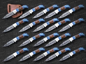 Lot of 20 Damascus Folding Knives - Sharp Blades, Outdoor & Collectibles - Picture 1 of 3