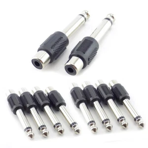 10x RCA Female Jack to 6.35mm 1/4" Male Mono Plug Audio Adapter Connector DIY FM - Picture 1 of 13