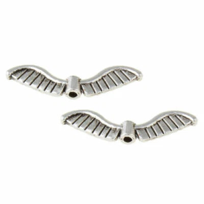 Tibetan Silver FEATHERED Angel Butterfly Wing Spacer Beads 27mm x 7mm - Image 1 of 2