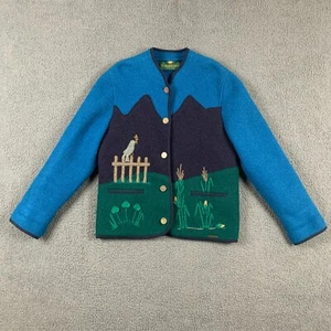 GIESSWEIN Strickjacke Pullover Damen UK12 EU38 Blau Wolle Austria Knopf Langarm - Bild 1 von 14