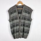 Vintage Sleeveless Cardigan Mens Large Brown Fair Isle Grandpa Knit Vest Sweater