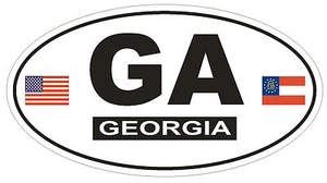 GA Georgia Oval Bumper Sticker or Helmet Sticker D805 Euro Oval With Flags - Picture 1 of 1