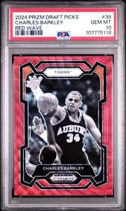 2024 PANINI PRIZM DRAFT PICKS 39 CHARLES BARKLEY RED WAVE PSA 10 POP 1 - Picture 1 of 2